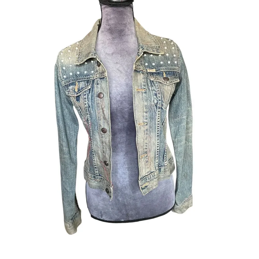 Blondie Custom Embellished Jean Jacket Size XS - Picture 1 of 6